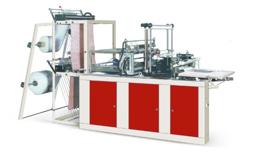 Auto double color bottom sealing plastic flat bag making machine